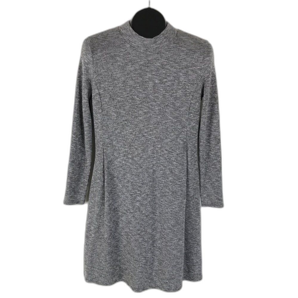Madewell City Block Mock Neck Long Sleeve Marled Knit Dress Women's Small Gray